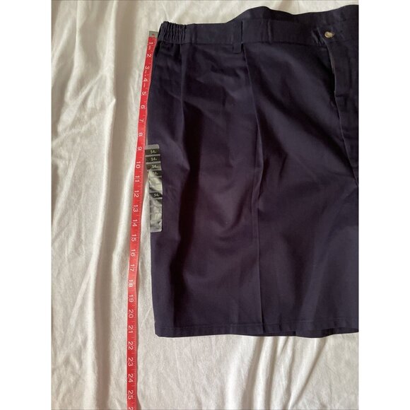 Haggar Mens Pleated Front Shorts 54W Dark Purple Full Cotton Elastic Waist Made - Picture 3 of 11